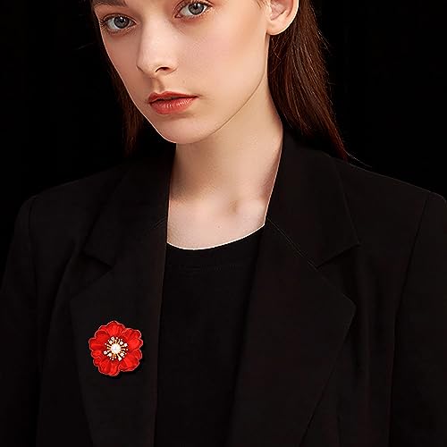 Red Rose Flower Brooches and Pins for Women Costume Jewelry Brooch Pins Broches Jewelry for Women Elegant Lady Pin - style: Red Peony