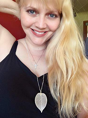 Filigree Long Leaf Pendant Dangle Necklace and Earring Jewelry Set | Beautiful Fashion Delicate Long Leaf Necklace Earrings For Women Trendy Boho - color: F-White Gold Neckalce