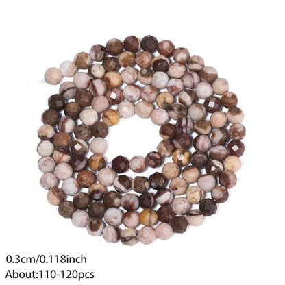 120pcs 3mm Natural Australian Zebra Gemstone Beads Faceted Round Loose Stone Beads for Jewelry Making - color: Australian Zebra, size: 2.8-3.3mm