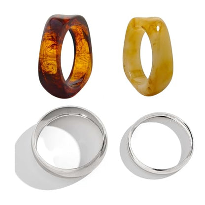2PCS Chunky Acrylic Bracelet for Women Large Square Resin Cuff Vintage Open Bangle Bracelets Wide Geometric Jewelry - style: F-4pcs