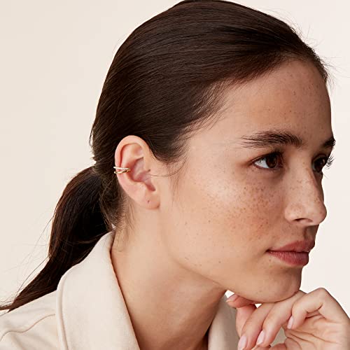 PAVOI 14K Gold Plated CZ Ear Cuff Earrings for Women, Clip On Cartilage | Hypoallergenic Huggie Ear Cuffs with Cubic Zirconia - style: Double