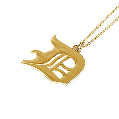 Women's Old English Initial Necklace 18K Gold Plated Stainless Steel Letter Pendant Gift - style: D