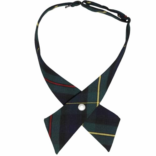 tiemart Crossover Tie - color: Hunter Green and Navy Blue Plaid