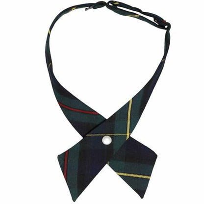 tiemart Crossover Tie - color: Hunter Green and Navy Blue Plaid