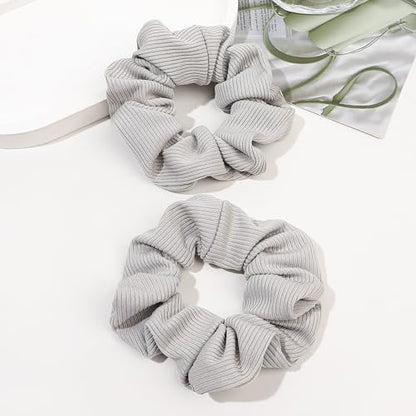 Hair Scrunchies for Women - Hair Ties No Damage Both for Thick Hair or Thin Hair Curl Hair No Crease Gray Scrunchies Ponytail Holder No Hurt Your Hair - color: Gray