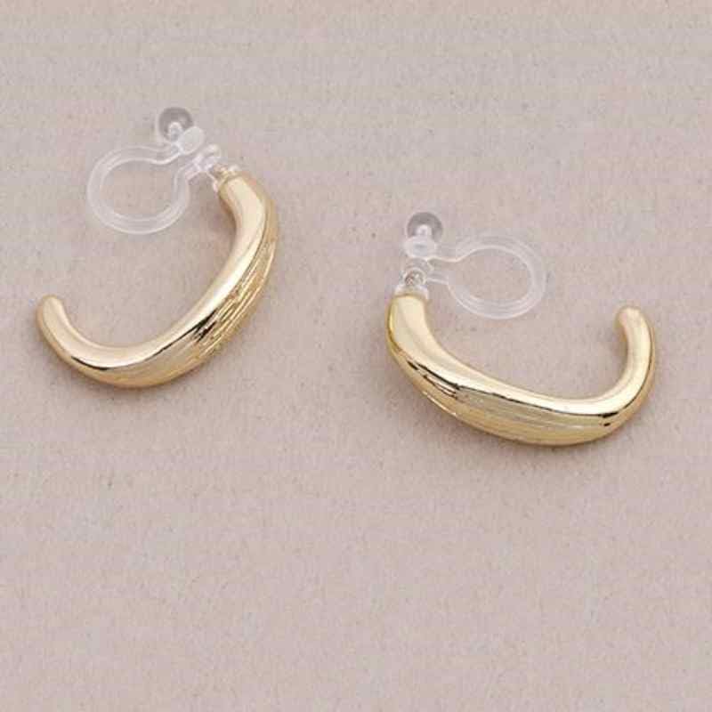 Hoop Invisible Clip On Earrings for Women Not Pierced Gold Small Twisted Hoop Comfortable Silver Large Clip On Earrings - color: Thick Hoop Gold