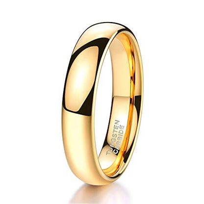 TRUMIUM 2mm 4mm 6mm 8mm Tungsten Wedding Band Ring for Men Women Silver/Rose Gold Plated/Rainbow/Gold Plated Domed High Polish Engagement Promise Rings Comfort Fit 4-15 - color: 4mm 24k gold plated