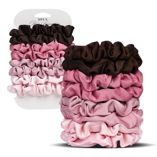 Ultra-Petite Satin Scrunchies for Women – 8PCS Blush Small Hair Ties – Soft Silk-Like Mini Hair Bands, No Crease, Frizz-Free, Gentle on Hair, Perfect for Daily Wear & Sleep - color: Small-Blusher