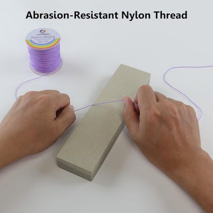 LUSTEMBER 0.8mm Nylon String, Strong Bracelet String, Durable Nylon Cord for Jewelry Making, Bracelets, Beading, Necklaces, Rattail Braiding, Kumihimo, Wind Chimes, Blinds and Handicrafts - size: Light Purple