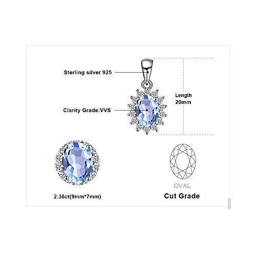 JewelryPalace Princess Diana Kate Middleton Natural Amethyst Citrine Garnet Peridot Topaz Created Ruby Sapphire Simulated Emerald Pendant Necklace for Women, 925 Sterling Silver Gemstone Jewelry Set - color: V-Sterling Silver-topaz