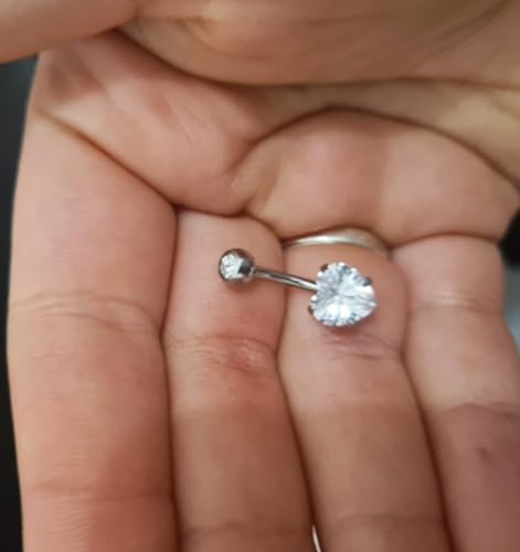 QWALIT Belly Button Ring Silver Gold Belly Rings Surgical Stainless Steel Belly Button Rings for Women Belly Button Piercing Jewelry Hypoallergenic Dangle Belly Button Ring Clicker Belly Ring Dangling - style: C5-Heart- zircons