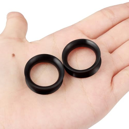 10G-50mm Thin Black Silicone Ear Gauges Tunnels Rubber Ear Plugs Gauges Double Flared Flexible Tunnel Earrings for Women Men - color: 24mm = 15/16 inch = 0.94 inch