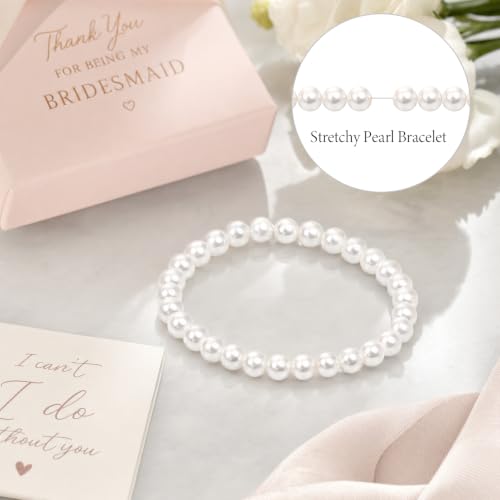 30 PCS Pearl Bracelets for Women, Stretch Bridesmaid Faux Pearl Beaded Bracelets Set, Bulk Wedding Bridal Party Favor Jewelry Gifts(White) - color: 30 White