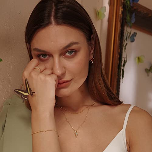 MEVECCO Dainty Pendant Layered Necklaces for Women | 18K Gold Plated Brass, 2-Piece Set With A Choker-Length Upper Layer, Wear Together Or Separately, Refined Everyday Style - style: Heart evil eye