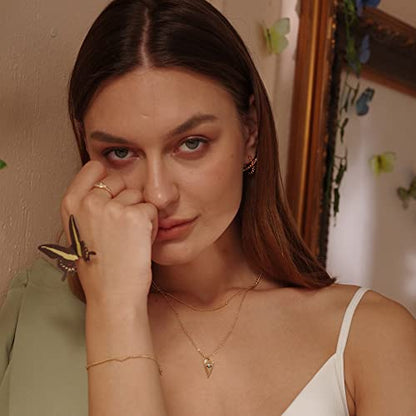 MEVECCO Dainty Pendant Layered Necklaces for Women | 18K Gold Plated Brass, 2-Piece Set With A Choker-Length Upper Layer, Wear Together Or Separately, Refined Everyday Style - style: Heart evil eye