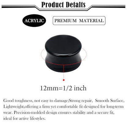 6G-50mm Solid Ear Plugs Tunnels for Women Men Double Flared Saddle Ears Gauge Plug Stretcher Expander Piercing Body Jewelry Black White Clear 1 Pairs - color: Black Tone, size: 12mm = 1/2 inch