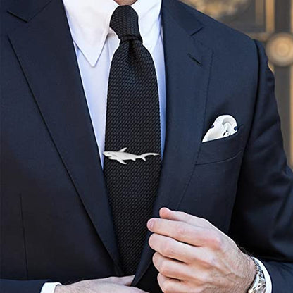 HAWSON 2 inch/ 2.2 inch Tie Clip for Men, Novelty Tie Bar Clip for Men and Boys, Interesting Tie Clip for Party - color: Brush Silver Shark