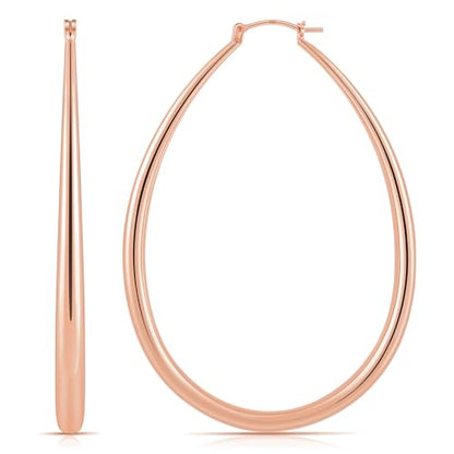 Gacimy Chunky Hoop Earrings for Women, 14K Gold Plated Oval Hoop Earrings with 925 Sterling Silver Post - color: Rose Gold, size: 70mm