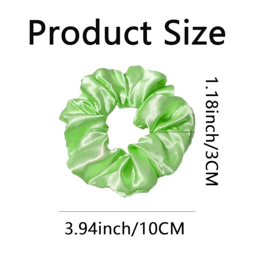 Silk Hair Ties Ponytail Holder Hairs Bow Ropes Elastics Hairtie Accessories Wide 0.8inch on Hair No Damage No Crease for Women Curly Thick Wavy Hair(30Pcs Apple Green) - color: Apple Green