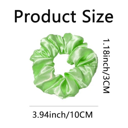 Silk Hair Ties Ponytail Holder Hairs Bow Ropes Elastics Hairtie Accessories Wide 0.8inch on Hair No Damage No Crease for Women Curly Thick Wavy Hair(30Pcs Apple Green) - color: Apple Green