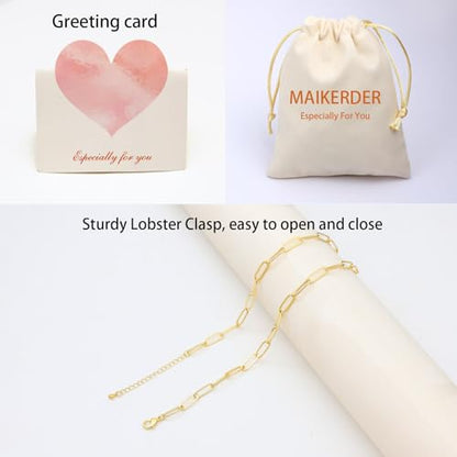 14K Gold Plated Paper Clip Chain Link Necklace Satellite Chain Necklace for Women - color: Chunky PaperClip Necklace