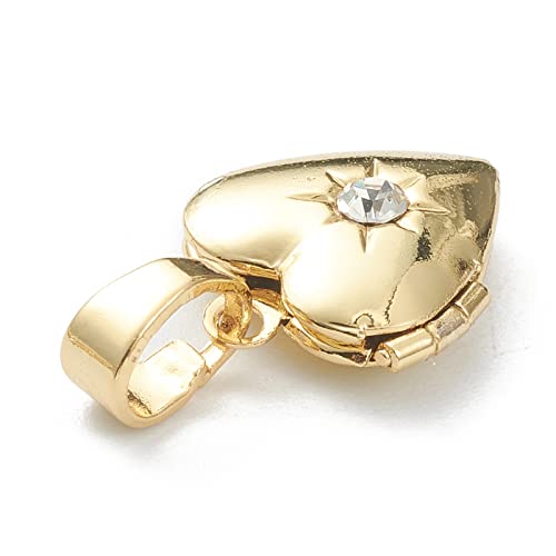 Craftdady 18K Gold Plated Brass Photo Locket Frame Pendants Charms for Necklaces Personalized Jewelry Crafts Making - size: 15x13mm Heart