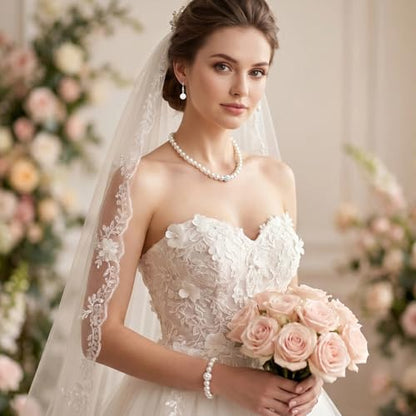 5Pcs Faux Pearl Jewelry Set for Women Adult Pearls Costume Jewelry Simulated Rhinestone Necklace Earrings Bracelet Set for Wedding Mother's Day Bridal Shower Party Accessories
