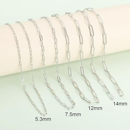 SMYHTGLIF 5 Meters Flat Paperclip Stainless Steel Jewelry Making Chains | Silver Chain for Jewelry Making Craft Necklace Bracelet Chain DIY Jewelry Making Findings - color: Silver, size: 4×12mm