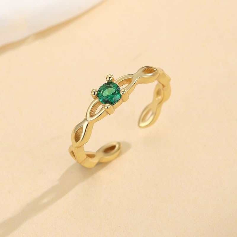 925 Sterling Silver Daisy Toe Ring for Women | 14K Gold Plated Flowers Green CZ Band Open Foot Ring Adjustable Toe Ring Elegant Summer Beach Foot Jewelry Wedding Gifts - color: Green CZ