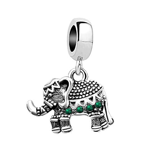KunBead Elephant Birthstone Dangle Bead Birthday Charms Compatible with Pandora Bracelet for Women - color: May
