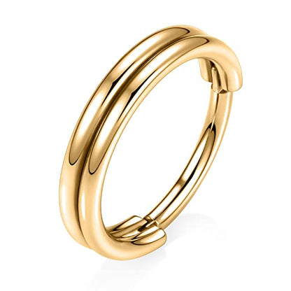 FUNLMO 18G 16G Septum Jewelry Triple Stacked Septum Nose Ring Surgical Steel Daith Conch Helix Cartilage Lobe Piercing Jewelry - color: Style 3: Gold-double stack