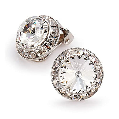 Star Light Crystal Rhinestone Clip On Earrings for Dance, Pageant, Prom | Elegant sparkling jewelry, European quality crystals for ballroom, skating, figure competition, and special events - color: 15mm Crystal Clear Clip On