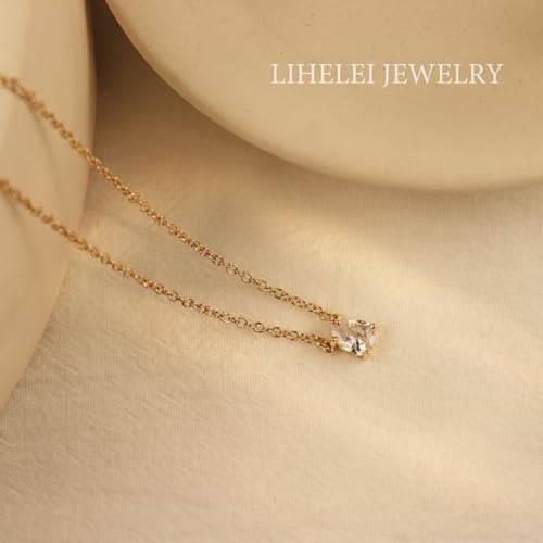 Diamond Pendant Necklaces for Women, Dainty 18k Gold/White Gold Plated Necklace, Gold/Silver Simple Choker Necklaces for Women, Trendy Jewelry Gifts - color: Teardrop -Gold