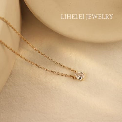 Diamond Pendant Necklaces for Women, Dainty 18k Gold/White Gold Plated Necklace, Gold/Silver Simple Choker Necklaces for Women, Trendy Jewelry Gifts - color: Teardrop -Gold