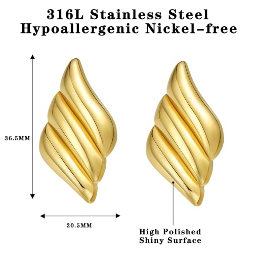 Geometric Rectangle Gold Plated Stud Earrings Irregular Hammered Chunky Statement Square Earrings for Women Trendy - color: Gold Wings