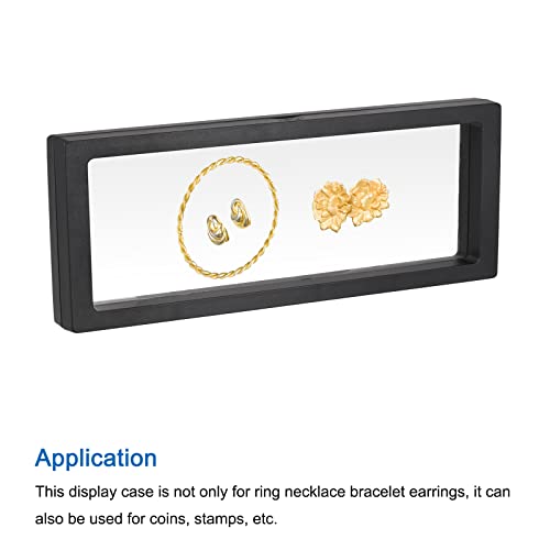 MECCANIXITY Floating Frame Display Holder Stand 3D Jewelry Display Box 11.81 x 3.54 x 0.79 inch Black for Ring Necklace Bracelet Earring Pack of 2 - color: Black, size: 11.81 x 3.54 x 0.79 inch