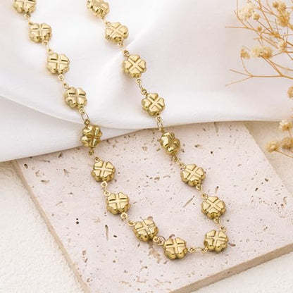 GTVOODX PVD Gold Clover Stainless Steel Chain for Jewelry Making | 6.6 FT Handmade Four Leaf Clover Bulk Chain Roll for DIY Jewelry Necklace Bracelet Making with Jump Rings and Lobster Clasps - color: Gold Four Leaf Clover
