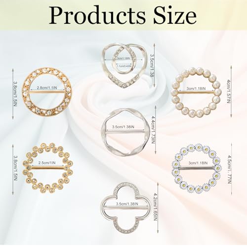 10PCS Silk Scarf Ring Shirt Clips Button Covers for Women Blouses | 7 Styles Metal Button Covers Scarf Rings for Women Clothes,Round Circle Clip Gold Buckle Clothes Corner Knotted Button Cuffs