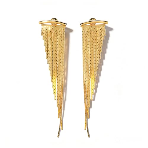 Gold Chain Earrings for Women Dainty Tassel Dangle Earring Vintage Statement Long Chain Earrings Trendy Jewelry Gift Boho Prom Costume Accessories - color: Gold1