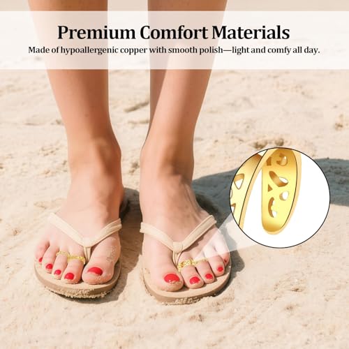 Toe Rings for Women,Gold Plated Stylish Adjustable Toe Band Rings, Summer Beach Foot Jewelry - Perfect for Vacation, Daily Wear - style: 4 Pcs