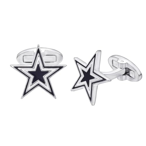 Yoursfs Novelty Sunflower/Love Knot/Architect Cufflinks for Men Funny Stainless Steel Cufflinks Personalized Cuff links Wedding Gift Fashion Jewelry - style: Blue Five Star Cufflinks