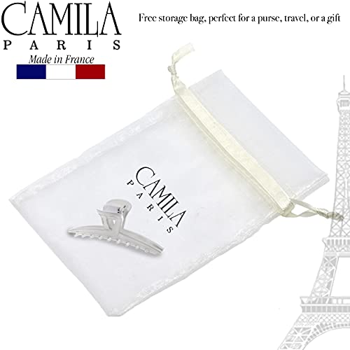 Camila Paris CP3230 French Hair Clip for Women, Narrow, Strong Hold Grip Double Teeth Girls Hair Claw Clips Jaw, Fashion Durable Styling Hair Accessories for Women, Made in France - color: Gray 3.25"