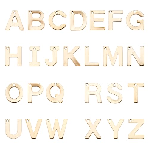 Craftdady Letter Charms Capital Pendants Mixed A-Z Initial Letter Number Charms DIY Bracelet Necklace Pendants for Jewelry Making, Gold, Antique Silver, Platinum - color: Golden