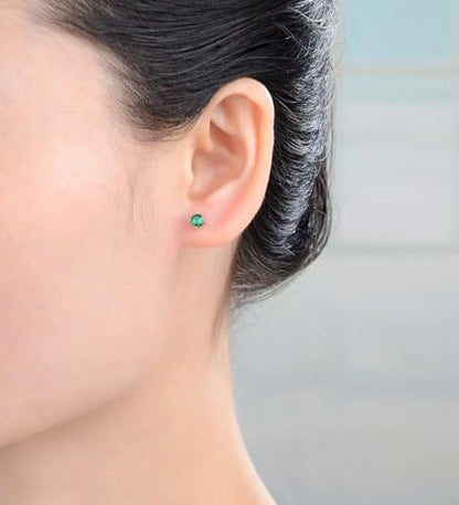 1 Pair Adabele Authentic Sterling Silver Birthstone Stud Earrings 4mm/0.25 Carat Tiny Cubic Zirconia Imitation Diamond Gemstone Hypoallergenic Nickel Free Tarnish Resistant Women Men Jewelry - color: May