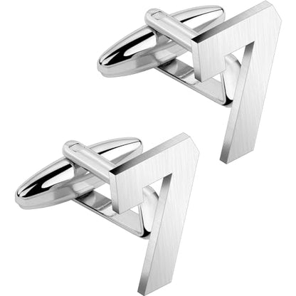 AMITER Mens Cufflinks with Number, Classic Silver Personalized Cuff Links for Men, Sport’s Day Casual or Formal Shirts - style: 7