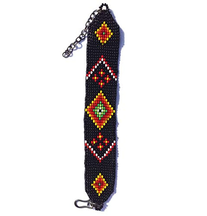 Weavish Layered Beaded Necklace – Boho Native Handmade Seed Bead Tassel Necklace, Bohemian Large Statement Beaded Necklace for Women - color: Multicolor
