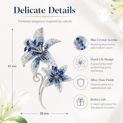 Flower Brooch for Women Rhinestone Pearl Zirconia Flower Lapel Pin Birthday Holiday Gift for Mother Wife Girlfriend - color: 02 Lily-2