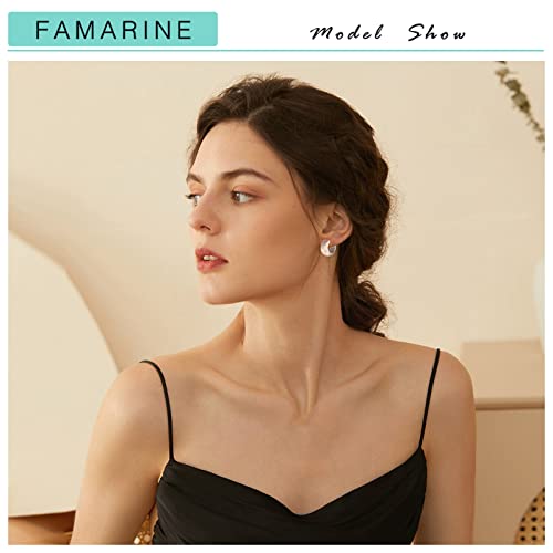 FAMARINE Chunky Thick Hoop Earrings for Women Gold Hoops Huggie Earrings for Men Gift - color: 3/4" Brashed Silver