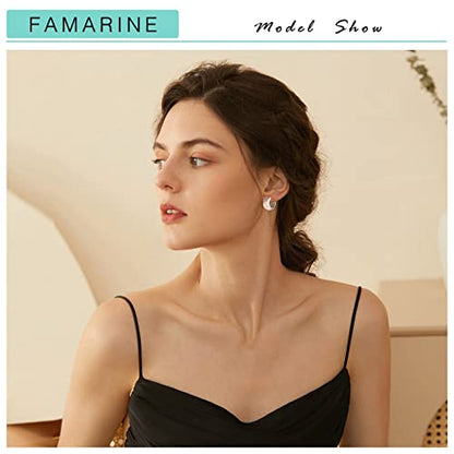 FAMARINE Chunky Thick Hoop Earrings for Women Gold Hoops Huggie Earrings for Men Gift - color: 3/4" Brashed Silver