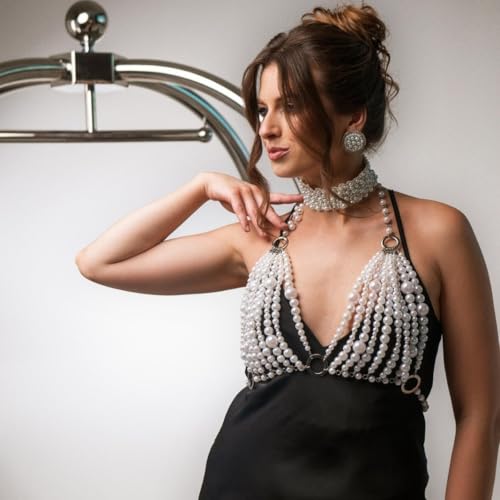 Body Chain Bra Fashion Shoulder Necklaces Bra Chain Body Jewelry - color: White